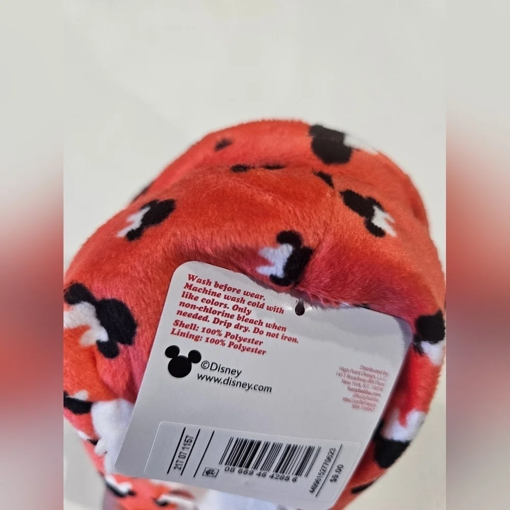 Disney Minnie Mouse Fuzzy Faux Fur Slipper socks with White Bow. NWT. *2 PAIRS*